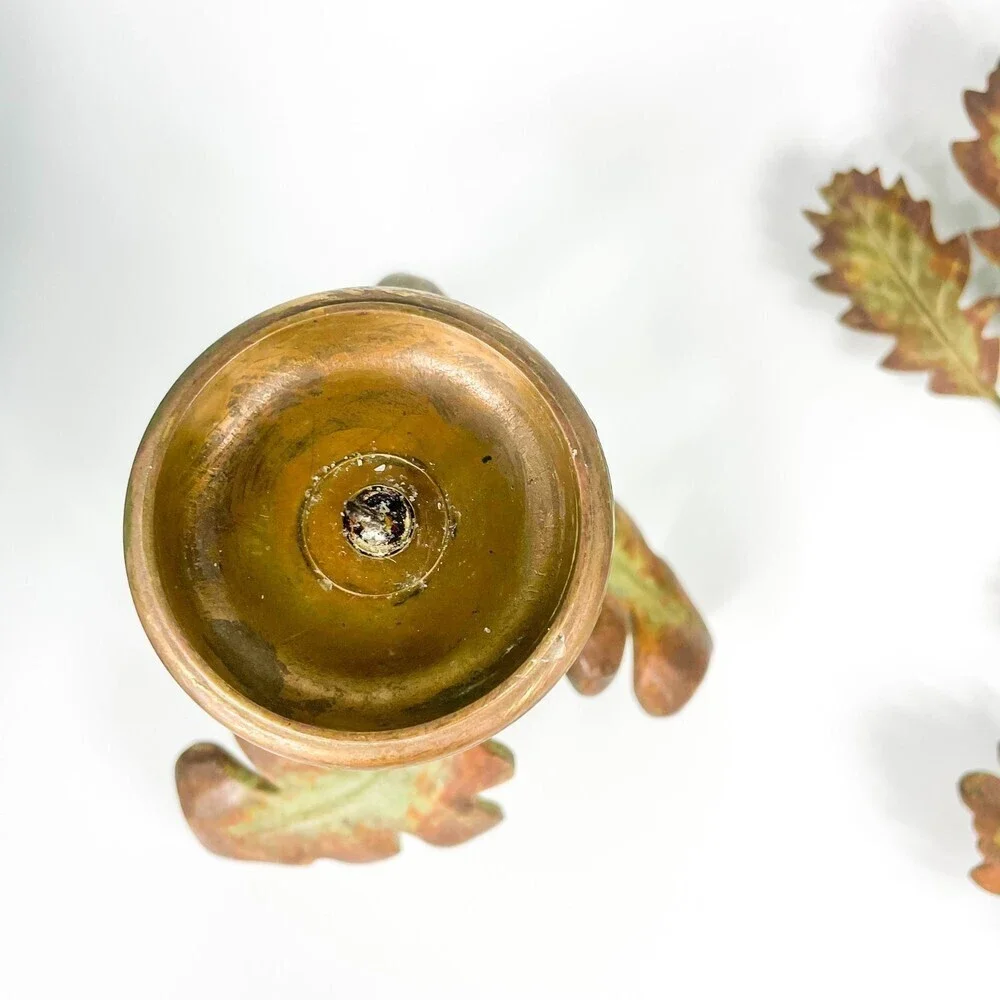 CS Arte Firenze Cast Bronze Oak Branches with Leaves And Acorns Candleholders